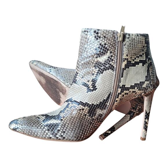 Stuart Weitzman Women's Snake Skin Stiletto Heel Pointed Toe Ankle Boots - Picture 5 of 8